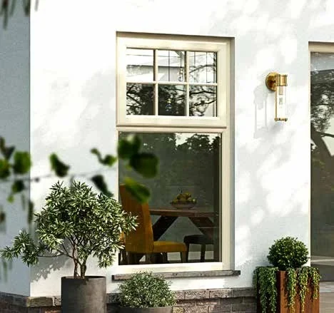 Cream casement window with Georgian bars