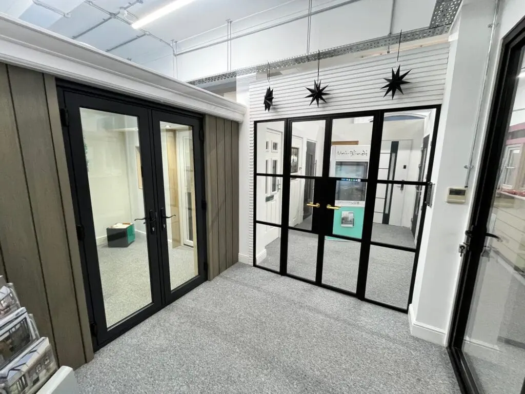 internal aluminium black door showroom Essex