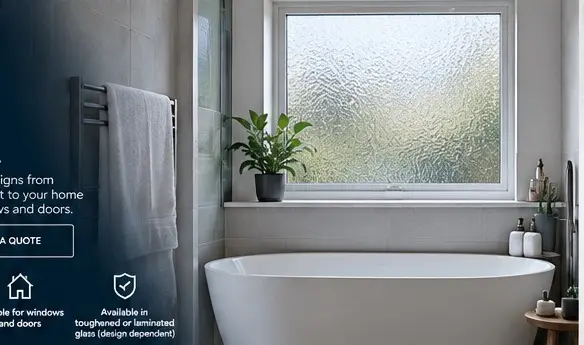Illustrative bathroom with a textured privacy-glass window