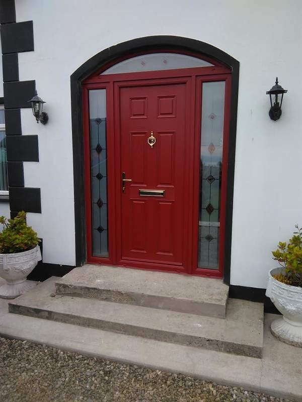 Red Apeer door and arched toplight