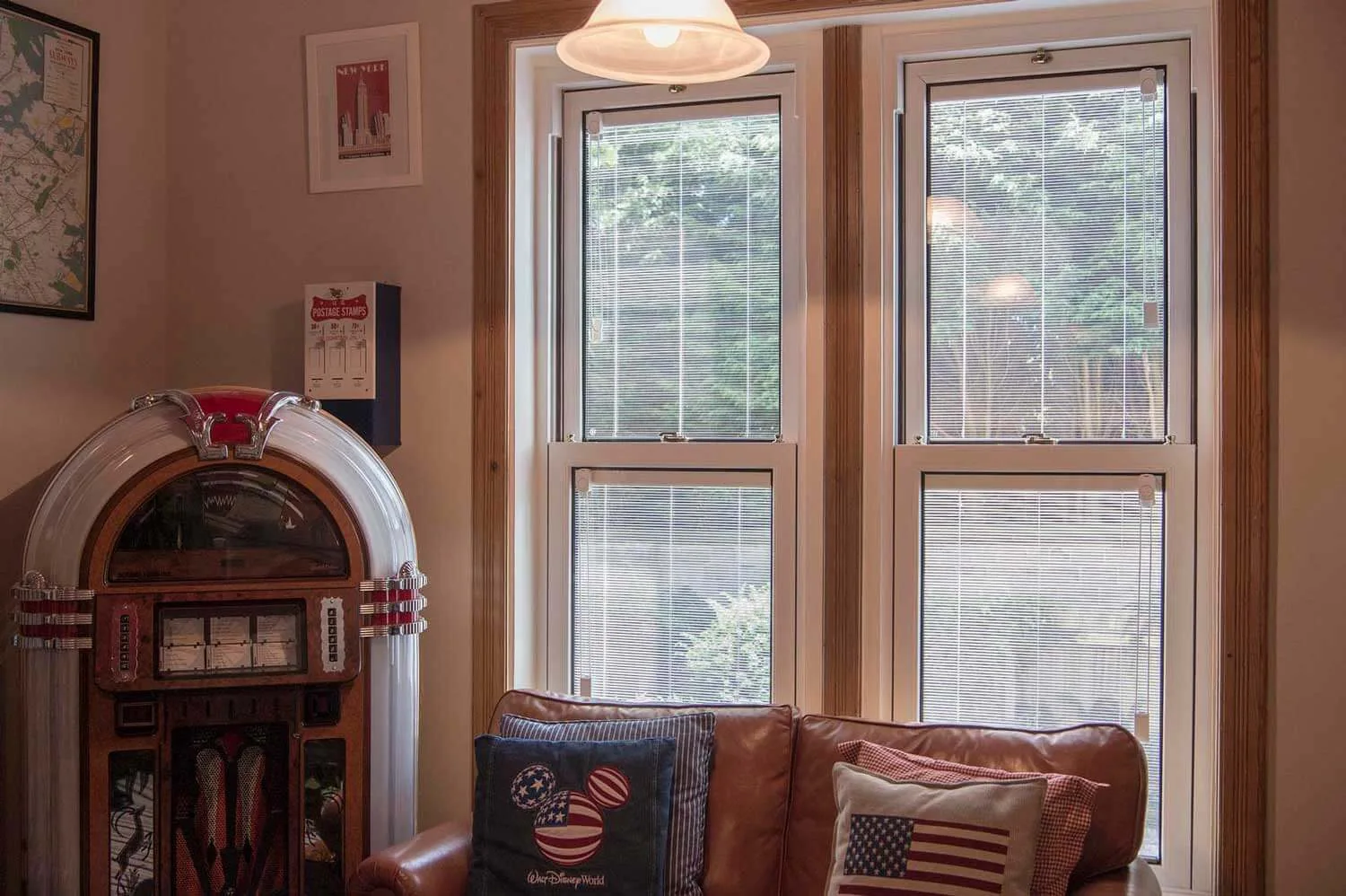 Integral blinds within white French doors